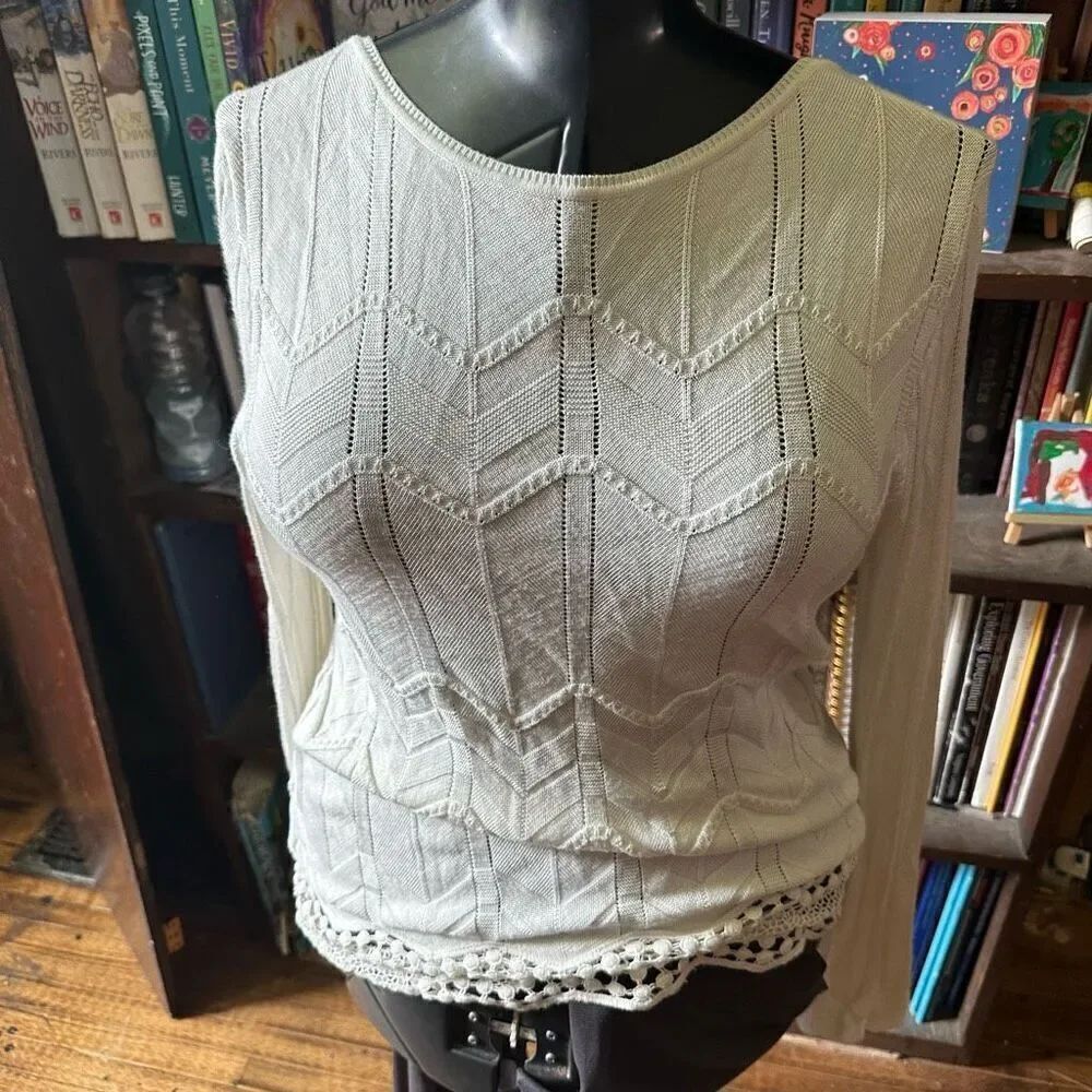 White House Black Market lacy long sleeve romantic shirt